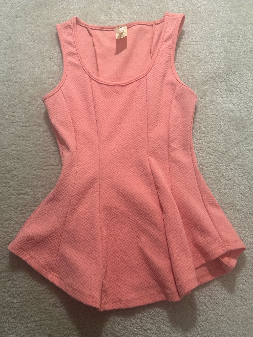 Textured Pink Peplum Tank Top